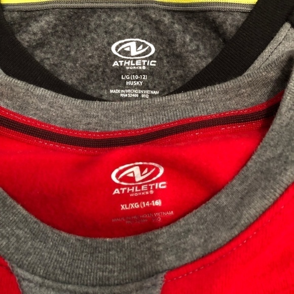 ATHLETIC WORKS Sweatshirts Boys Size L/XL Red Black Crewneck Pullover Bundle - Picture 4 of 7